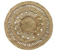 Hamid - Tapis Jute Alhambra Nazarí Rond, Couleur Naturelle, Design Tressé, Fait Main, Tapis pour Décoration, Salon, Chambre (150x150cm)