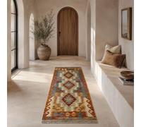 HAMID Tapis Kilim Herat rectangulaire, tissé à la Main en Laine 100%, Tapis Kilim pour Salon, Salle à Manger, séjour... (170x64 cm)