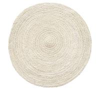 Hamid - Tapis Rond Alhambra en Jute Couleur Ivoire, 100% Fibre Tressé à la Main pour Salon, Salle à Manger, Chambre, Couloirs (100x100cm)