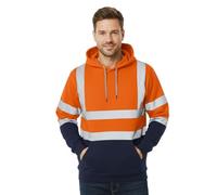 Hamishkane® Blouson Haute Visibilité Homme, Pull-Over Réfléchissant Sweat Polaire Homme, Veste Securite Homme, Contrast Patch Sweat Homme Capuche