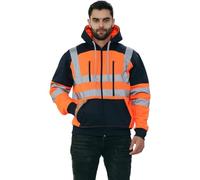 Hamishkane® Homme Veste Haute Visibilité, Sweat Homme Capuche Zippé, Patch de Contraste Pull Over Sweat Polaire Homme Veste de Travail Homme Chantier