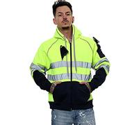Hamishkane® Homme Veste Haute Visibilité, Sweat Homme Capuche Zippé, Patch de Contraste Pull Over Sweat Polaire Homme Veste de Travail Homme Chantier