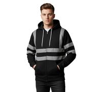 Hamishkane® Homme Veste Haute Visibilité, Sweat Homme Capuche Zippé, Patch de Contraste Pull Over Sweat Polaire Homme Veste de Travail Homme Chantier