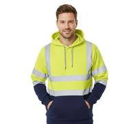 Hamishkane® Homme Veste Haute Visibilité, Sweat Homme Capuche Zippé, Patch de Contraste Pull Over Sweat Polaire Homme Veste de Travail Homme Chantier