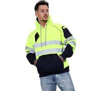 Hamishkane® Homme Veste Haute Visibilité, Sweat Homme Capuche Zippé, Patch de Contraste Pull Over Sweat Polaire Homme Veste de Travail Homme Chantier