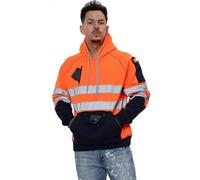 Hamishkane® Homme Veste Haute Visibilité, Sweat Homme Capuche Zippé, Patch de Contraste Pull Over Sweat Polaire Homme Veste de Travail Homme Chantier