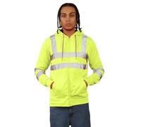 Hamishkane® Homme Veste Haute Visibilité, Sweat Homme Capuche Zippé, Patch de Contraste Pull Over Sweat Polaire Homme Veste de Travail Homme Chantier