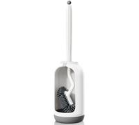 Hamitor Brosse Toilettes WC Silicone: Courbée- tête de Balai Brosse WC | 360° Nettoyer Rebords & Rainures, Balayette WC Et Supports Séchage Rapide - Accessoires de Salle de Bains, Blanc