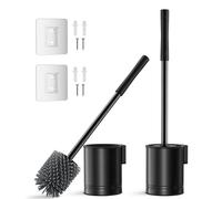 HAMITOR Brosse Toilettes WC Silicone et Acier Inoxydable: Noir Mat-2 Pack | Brosse WC Suspendu, Nettoyage Salle de Bain - Balai Toilette WC Murale en Inox et Antirouille de sans percagen