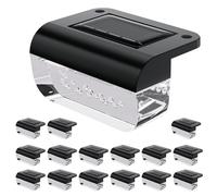 HAMLITE Lot de 16 lampes solaires de clôture d'extérieur étanches 3000 K pour escalier, marches, gouttière, cour, patio, allée, éclairage d'ambiance mural