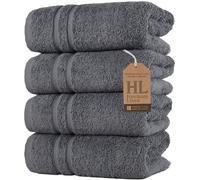 Hammam Linen Lot de 4 essuie-Mains en Coton Turc Doux et Absorbant de qualité supérieure, 40,6 x 73,4 cm, Gris Froid