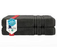 Hammetex Lot de 2 Serviettes de Bain 70x140 cm, 100% Coton 50 GSM, Douces, Absorbantes, Séchage Rapide, Certifiées Oeko-TEX, Anthracite