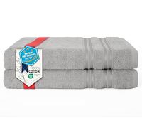 Hammetex Lot de 2 Serviettes de Bain 70x140 cm, 100% Coton 500 GSM, Douces, Absorbantes, Séchage Rapide, Certifiées Oeko-TEX, Gris Clair