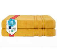 Hammetex Lot de 2 Serviettes de Bain 70x140 cm, 100% Coton 500 GSM, Douces, Absorbantes, Séchage Rapide, Certifiées Oeko-TEX, Moutarde