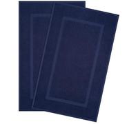 Hammetex Lot de 2 Tapis de Bain 51x86 cm, 100% Coton 900 GSM, Antidérapants, Lavables, Absorbants, Certifiés Oeko-TEX, Bleu foncé