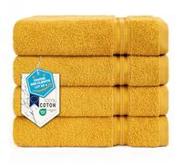 Hammetex Lot de 4 Serviettes 50x100 cm, 100% Coton 500 GSM, Douces, Absorbantes, Séchage Rapide, Idéal pour Le Gymnase, Le Bain, Le Sauna, Certifiées Oeko-TEX, Moutarde