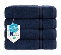 Hammetex Lot de 4 Serviettes 50x100 cm, 100% Coton 500 GSM, Douces, Absorbantes, Séchage Rapide, Idéal pour Le Gymnase, Le Bain, Le Sauna, Certifiées Oeko-TEX, Bleu foncé