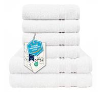 Hammetex Lot de 6 Serviettes 100% Coton 500 GSM - 2 Serviettes de Bain 70x140 cm + 4 Serviettes à Mains 50x100 cm, Douces, Absorbantes, Certifiées Oeko-TEX, Blanc