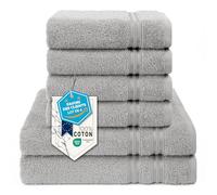 Hammetex Lot de 6 Serviettes 100% Coton 500 GSM - 2 Serviettes de Bain 70x140 cm + 4 Serviettes à Mains 50x100 cm, Douces, Absorbantes, Certifiées Oeko-TEX, Gris Clair