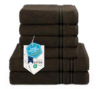 Hammetex Lot de 6 Serviettes 100% Coton 500 GSM - 2 Serviettes de Bain 70x140 cm + 4 Serviettes à Mains 50x100 cm, Douces, Absorbantes, Certifiées Oeko-TEX, Marron