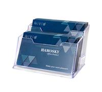 Hamosky 1 Pcs Transparent Présentoir à Carte de Visite en Plastique Dur 2 Compartiments Porte-carte