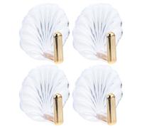 HAMPPLIES 4 Pièces Crochet Mural Décoratif Coquille Transparent Doré | Ps Léger, Fixation Murale Facile, pour Casquettes et Paquet, Usage Chambre et Mur
