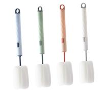 HAMPPLIES 4 pièces Set de Brossettes de Nettoyage de Bouteilles avec Manche Long Éponge Détachable pour Verres et Biberons Pratique et Polyvalent Vert Bleu Blanc Rose