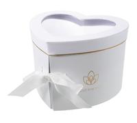 HAMPPLIES Boîte Présent de Cœur Double Couche Rotative, Boîte à Fleurs Stabilisées Blanche, Coffret Rangement Élégant pour Saint-valentin, Anniversaire et Occasions Festives