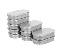 HAMPPLIES Lot de 10 Boîtes en Fer-blanc avec Couvercle Coulissant Boîte de Rangement Métallique Rectangulaire 53x34x11 Mm Finition Argentée Mate Pratiques à Lèvres Bijoux et