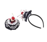HAMPPLIES Pince à Cheveux Gâteau D'anniversaire 2 Pcs en Denim Mini Serrage-tête Cerise, Accessoires Fête Garçon et Filles Fille, Couvre-chefs de Fête Légers et Décoratifs pour Anniversaire