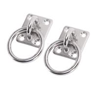 Hamwesh 2 Pack 304 Stainless Steel Pad Eye Hooks with Rings, Marine | Crochets de montage mural au plafond pour canoë à voile d\'ombrage de bateau de Kayak, avec 8 vis et 8 ancrages en plastique