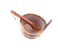 Hamwesh 4L Cèdre Bois Seau de Sauna avec Louche, Étanche | Kit d\'accessoires de Sauna en bois, résistant aux hautes températures, avec doublure en plastique, pour bain spa domestique