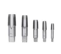 Hamwesh 5PCS NPT Pipe Tap Set, 3/4 1/2 3/8 1/4 1/8 Pouce, Acier au Carbone | Kit de filetage de plomberie avec boîte de rangement, coupe à droite, extrémité carrée, 4 fentes droites, pour plomberie