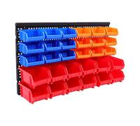 Hamwesh Bacs de rangement muraux, 30 unités amovibles avec code couleur | Support Rangement D'outils, Compartiments en Plastique moulé, Tri pour Atelier et Garage, Compatible avec Affichage sur Rail