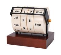 Hamwesh Calendrier de Bureau Perpétuel Rotatif | 4,7x3,8x4,3 Pouces, Calendrier à Roulettes en Bois, Affichage du Mois, de la Semaine, du Jour, de la Date, Réutilisable