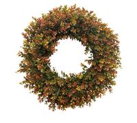 Hamwesh Couronne D’Automne Artificielle, Guirlande Décorative avec Feuilles de Buis Superposées Orange Vert Caramel, 20 Pouces, for Porte D’entrée, Maison, Porche, (Couronne de buis Jaune d'automne