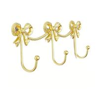 Hamwesh Crochet Mural à Nœud doré pour Chambre de Fille, Triple Patère Romantique en Fonte Solide Antirouille 25 Lb, Crochets Muraux Dorés pour Décoration de Chambre d'enfant, Manteaux Suspendus,