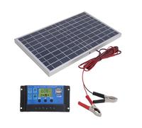 Hamwesh Kit de Panneau Solaire 10 W, Contrôleur de Charge Solaire 30 A, Chargeur Portable Compact et étanche IP65, Contrôleur de Charge avec Clips de Batterie, Câble d'extension pour RV Marine