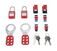 Hamwesh Kit d'étiquetage de Verrouillage, Cadenas électriques Loto en Thermoplastique Non Conducteur, Résistant aux Intempéries, étiquettes de Disjoncteur en PVC avec 4 Cadenas, 12 étiquettes, Sac de