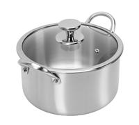 Hamwesh Marmite en Acier Inoxydable avec Couvercle, Faitout, 26 Cm | Base Robuste à Trois épaisseurs, Compatible avec L'induction, Poignées Qui Restent Froides, Chaleur Uniforme