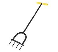 Hamwesh Outil D'aération Manuelle de Pelouse avec 4 Pointes en Acier | Aérateur de pointe d\'herbe robuste pour sol compacté, desserrage de jardin de Patio, outil de motoculteur à main