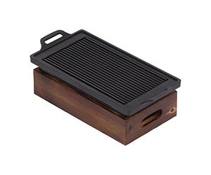 Hamwesh Poêle Gril Barbecue Sans Fumée en Alliage D'Aluminium Antiadhésif | Base à Double Usage pour éthanol ou Charbon, Trou de Drainage D'huile, Répartition Uniforme de la Chaleur, Revêtement