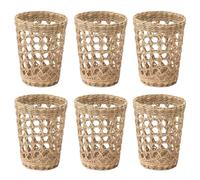 Hamwesh Porte-gobelets Tissés à la Main, Isolation en Creuse, Protection Anti-brûlure, Manchon de Tasse en Verre tissé, Manchon de Tasse en Paille avec 6 Pièces pour Verres à thé, café, Bouteilles en