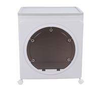Hamwesh Poubelle de Rangement pour Vêtements, Conteneur de Rangement en Plastique Pliable et Empilable de Grande capacité, Boîte de avec Couvercle, Porte Avant et 4 Roues pour Couettes, Collations,