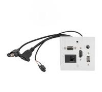 Hamwesh Prise Murale, Boîte de Sortie Encastrée en Alliage d'aluminium à 5 Interfaces, Boîte Multimédia avec USB VGA RJ45 3,5 Mm HD Multimédia pour Maison, Hôtel, Bureau