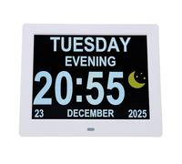 Hamwesh Réveil Numérique, 8 Pouces à Gradation Automatique, Grand écran, Calendrier, Réveil pour Chambre à Coucher, Horloge Numérique pour Chambre à Coucher avec Télécommande, Lecture d'images et