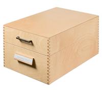 HAN 1005 Karteikasten aus Holz DIN A5 quer, für max. 1500 Karten, Holz natur