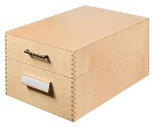 HAN 1005 Karteikasten aus Holz DIN A5 quer, für max. 1500 Karten, Holz natur