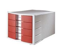 Han 1010-X-17 Module De Rangement Impuls 4 Tiroirs Fermés (Gris Clair/Rouge) (Import Allemagne)