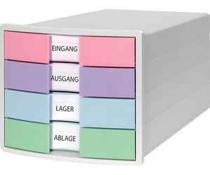 HAN 1012-129 Schubladenbox IMPULS rosa, lila, blau, grün DIN C4 mit 4 Schubladen